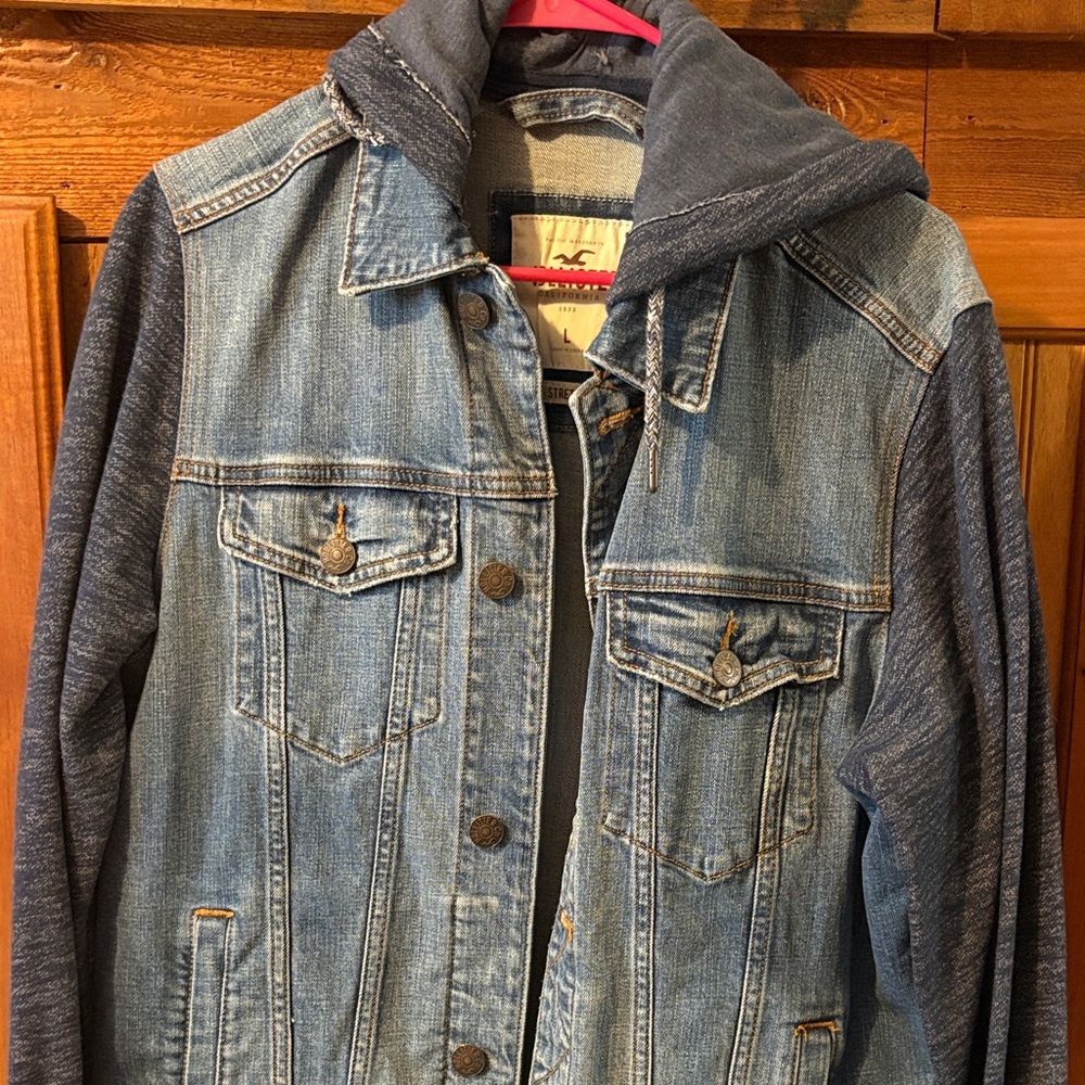 Hollister Blue Denim Jacket with Hood
